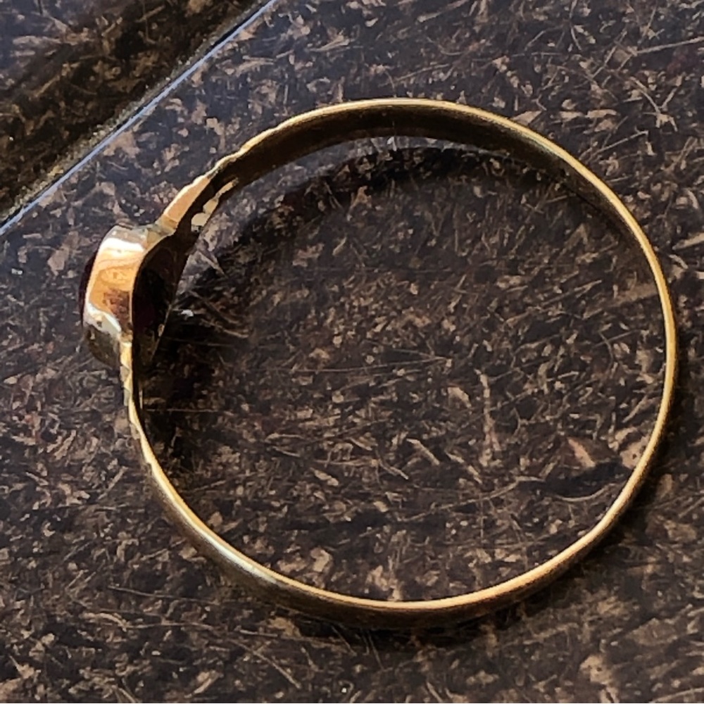 Antique 14k Yellow Gold Rhodolite Garnet Ring - Picture 6 of 13
